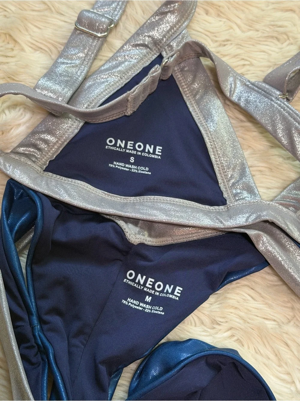 NWT Oneone Swimwear Metallic Bikini (Small Top/Medium Bottom)